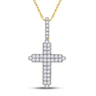 14kt Yellow Gold Men's Round Diamond Cross Charm Pendant - 3/4 Cttw - Top View