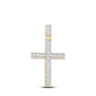 14kt Yellow Gold Men's Round Diamond Cross Charm Pendant - 4 - 1/4 Cttw | Splendid Jewellery - Splendid Jewellery
