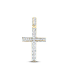 Load image into Gallery viewer, 14kt Yellow Gold Men's Round Diamond Cross Charm Pendant - 4 - 1/4 Cttw | Splendid Jewellery - Splendid Jewellery