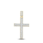 14kt Yellow Gold Men's Round Diamond Cross Charm Pendant - 4 - 1/4 Cttw | Splendid Jewellery - Splendid Jewellery