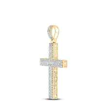 Load image into Gallery viewer, 14kt Yellow Gold Men's Round Diamond Cross Charm Pendant - 4 - 1/4 Cttw | Splendid Jewellery - Splendid Jewellery