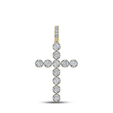 Load image into Gallery viewer, 14kt Yellow Gold Men's Round Diamond Cross Charm Pendant - 5/8 Cttw - Splendid Jewellery