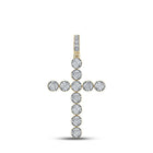 14kt Yellow Gold Men's Round Diamond Cross Charm Pendant - 5/8 Cttw - Splendid Jewellery