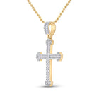 14kt Yellow Gold Men's Round Diamond Cross Charm Pendant - 7/8 Cttw - Splendid Jewellery - Splendid Jewellery