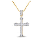 14kt Yellow Gold Men's Round Diamond Cross Charm Pendant - 7/8 Cttw - Splendid Jewellery - Splendid Jewellery