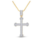 14kt Yellow Gold Men's Round Diamond Cross Charm Pendant - 7/8 Cttw - Splendid Jewellery - Splendid Jewellery