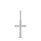 14kt Yellow Gold Men's Round Diamond Cross Charm Pendant - Captivating Elegance - Splendid Jewellery