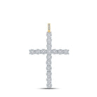 14kt Yellow Gold Men's Round Diamond Cross Charm Pendant - Exquisite Brilliance - Splendid Jewellery