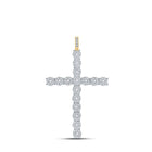 14kt Yellow Gold Men's Round Diamond Cross Charm Pendant - Exquisite Brilliance - Splendid Jewellery