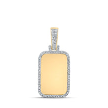 Load image into Gallery viewer, 14kt Yellow Gold Men's Round Diamond Dog Tag Memory Charm Pendant 1/3 Cttw - Splendid Jewellery