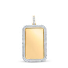 14kt Yellow Gold Men's Round Diamond Dog Tag Memory Charm Pendant 2 Cttw | Splendid Jewellery - Splendid Jewellery
