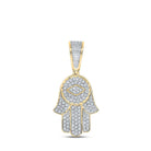 14kt Yellow Gold Men's Round Diamond Hamsa Charm Pendant - Captivating Elegance - Splendid Jewellery