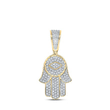 Load image into Gallery viewer, 14kt Yellow Gold Men's Round Diamond Hamsa Charm Pendant - Captivating Elegance - Splendid Jewellery