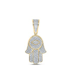 14kt Yellow Gold Men's Round Diamond Hamsa Charm Pendant - Captivating Elegance - Splendid Jewellery