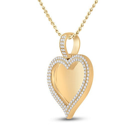 14kt Yellow Gold Men's Round Diamond Heart Picture Memory Pendant - 2 - 1/2 Cttw | Splendid Jewellery - Splendid Jewellery