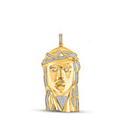 14kt Yellow Gold Men's Round Diamond Jesus Face Charm Pendant - 1/2 Cttw | Splendid Jewellery - Splendid Jewellery