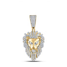 14kt Yellow Gold Men's Round Diamond Lion Face Charm Pendant - 1 - 1/3 Cttw - Splendid Jewellery