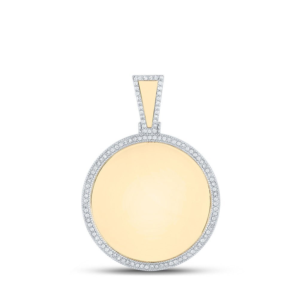 14kt Yellow Gold Men's Round Diamond Memory Circle Charm Pendant - 1/2 Cttw - Splendid Jewellery