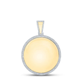 14kt Yellow Gold Men's Round Diamond Memory Circle Charm Pendant - 7/8 Cttw - Splendid Jewellery