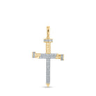 14kt Yellow Gold Men's Round Diamond Nail Cross Charm Pendant - Captivating Elegance - Splendid Jewellery
