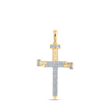 Load image into Gallery viewer, 14kt Yellow Gold Men's Round Diamond Nail Cross Charm Pendant - Captivating Elegance - Splendid Jewellery