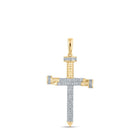 14kt Yellow Gold Men's Round Diamond Nail Cross Charm Pendant - Captivating Elegance - Splendid Jewellery