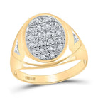 14kt Yellow Gold Men's Round Diamond Oval Cluster Ring - Exquisite Brilliance - Splendid Jewellery