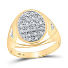 14kt Yellow Gold Men's Round Diamond Oval Cluster Ring - Exquisite Brilliance - Splendid Jewellery
