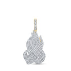 14kt Yellow Gold Men's Round Diamond Prayer Hands Charm Pendant - 1 - 5/8 Cttw - Splendid Jewellery