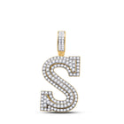 14kt Yellow Gold Men's Round Diamond S Initial Letter Charm Pendant - 1 - 5/8 Cttw | Splendid Jewellery - Splendid Jewellery