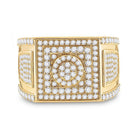 14kt Yellow Gold Men's Round Diamond Square Cluster Ring - 3 Cttw - Splendid Jewellery