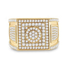 14kt Yellow Gold Men's Round Diamond Square Cluster Ring - 3 Cttw - Splendid Jewellery