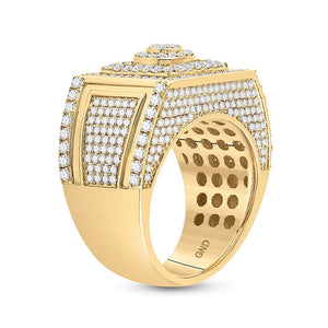 14kt Yellow Gold Men's Round Diamond Square Cluster Ring - 3 Cttw - Splendid Jewellery