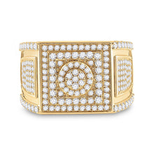 Load image into Gallery viewer, 14kt Yellow Gold Men&#39;s Round Diamond Square Cluster Ring - 3 Cttw - Front View