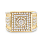 14kt Yellow Gold Men's Round Diamond Square Cluster Ring - 3 Cttw - Front View