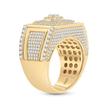 Load image into Gallery viewer, 14kt Yellow Gold Men&#39;s Round Diamond Square Cluster Ring - 3 Cttw - Side View
