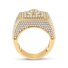 Load image into Gallery viewer, 14kt Yellow Gold Men&#39;s Round Diamond Square Cluster Ring - 3 Cttw - Top View