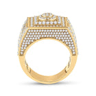 14kt Yellow Gold Men's Round Diamond Square Cluster Ring - 3 Cttw - Top View