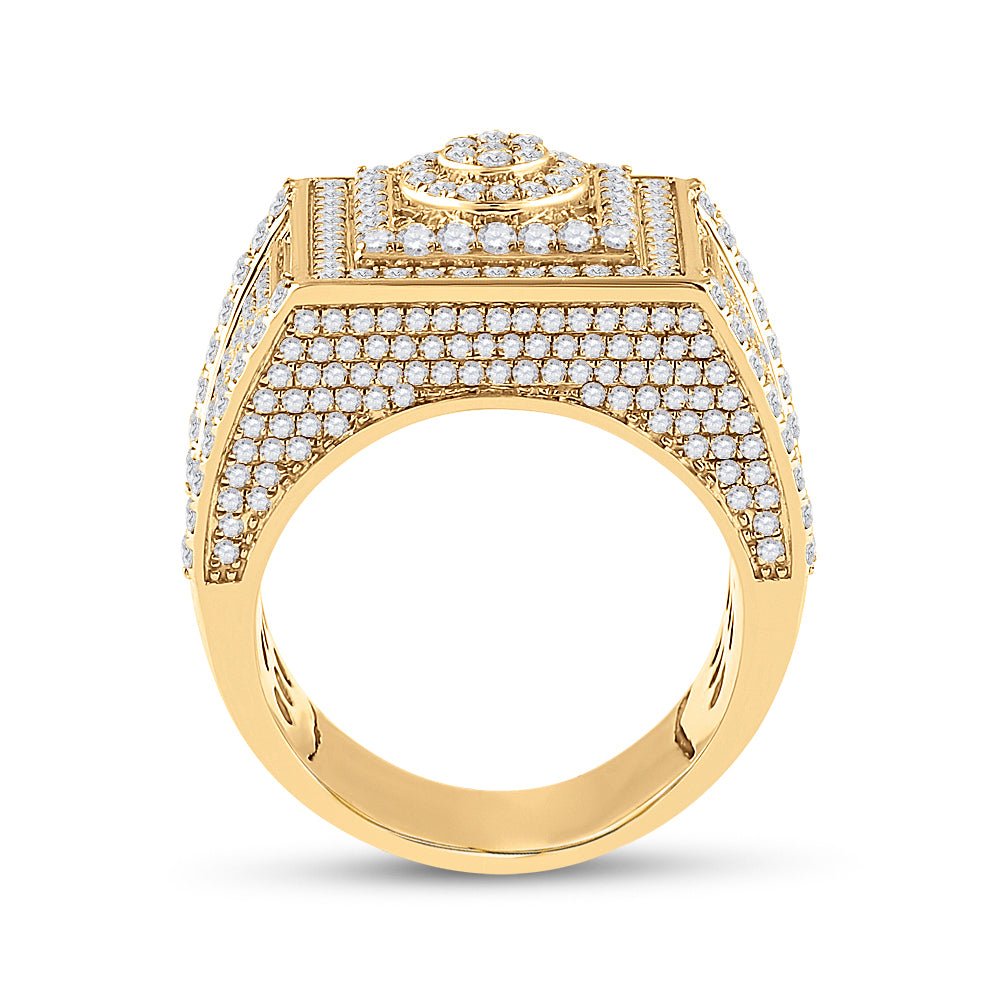 14kt Yellow Gold Men's Round Diamond Square Cluster Ring - 3 Cttw - Splendid Jewellery