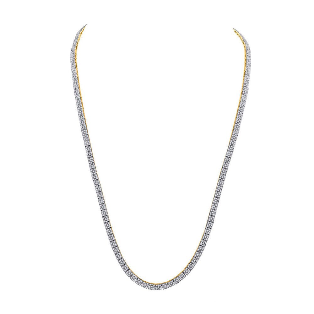 14kt Yellow Gold Men's Round Diamond Square Link Chain Necklace - 12 Cttw - Splendid Jewellery
