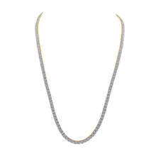 Load image into Gallery viewer, 14kt Yellow Gold Men's Round Diamond Square Link Chain Necklace - 12 Cttw - Splendid Jewellery