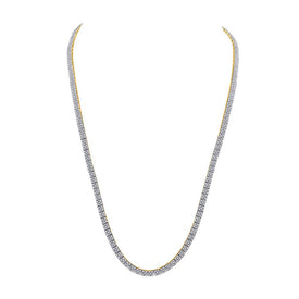 14kt Yellow Gold Men's Round Diamond Square Link Chain Necklace - 12 Cttw - Splendid Jewellery