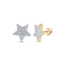 Load image into Gallery viewer, 14kt Yellow Gold Men's Round Diamond Star Earrings - 1 Cttw | Dazzling Celestial Sparkle - Splendid Jewellery