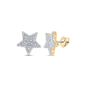 14kt Yellow Gold Men's Round Diamond Star Earrings - 1 Cttw | Dazzling Celestial Sparkle - Splendid Jewellery