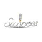 14kt Yellow Gold Men's Round Diamond SUCCESS Charm Pendant 1/2 Cttw - Splendid Jewellery