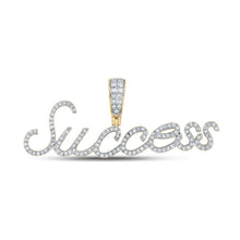Load image into Gallery viewer, 14kt Yellow Gold Men's Round Diamond SUCCESS Charm Pendant 1/2 Cttw - Splendid Jewellery