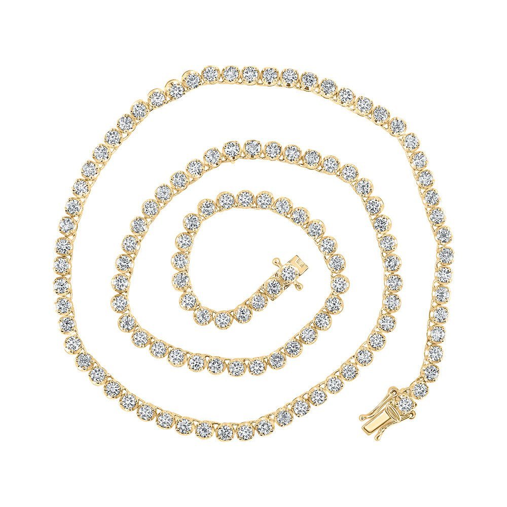 14kt Yellow Gold Men's Round Diamond Tennis Chain Necklace - 10 - 1/4 Cttw - Splendid Jewellery
