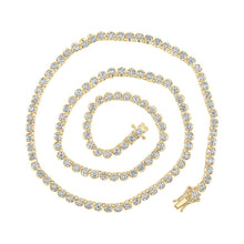 Load image into Gallery viewer, 14kt Yellow Gold Men's Round Diamond Tennis Chain Necklace - 10 - 1/4 Cttw - Splendid Jewellery