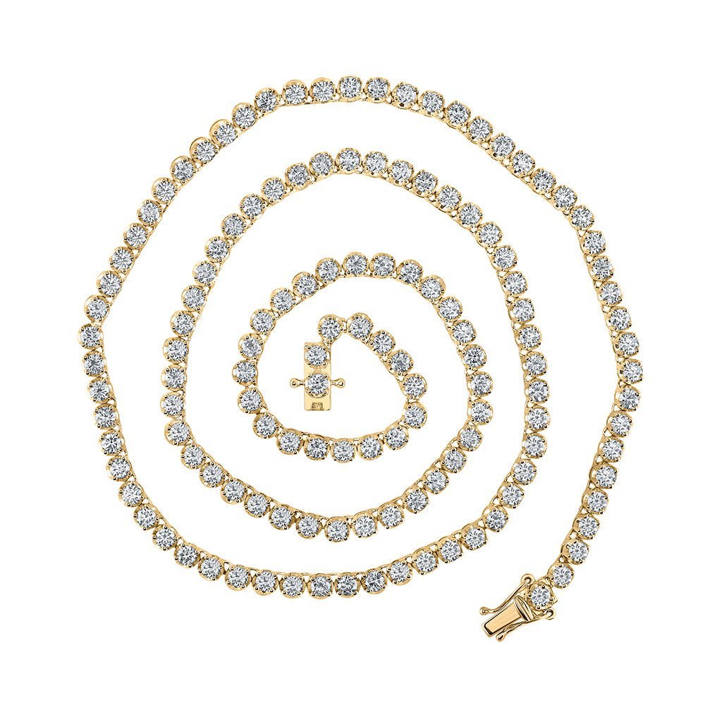 14kt Yellow Gold Men's Round Diamond Tennis Chain Necklace - 11 - 1/4 Cttw - Splendid Jewellery