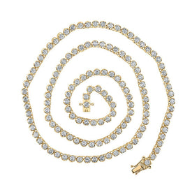 14kt Yellow Gold Men's Round Diamond Tennis Chain Necklace - 11 - 1/4 Cttw - Splendid Jewellery